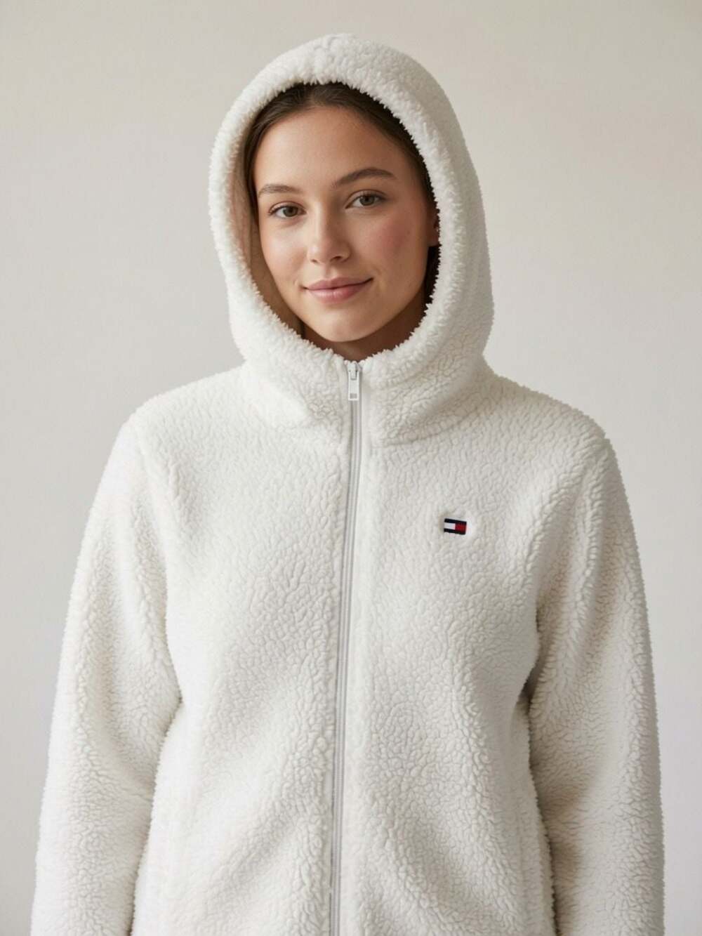 Tommy Hilfiger Women's Sherpa Fleece Zip-Up Hoodie Jacket